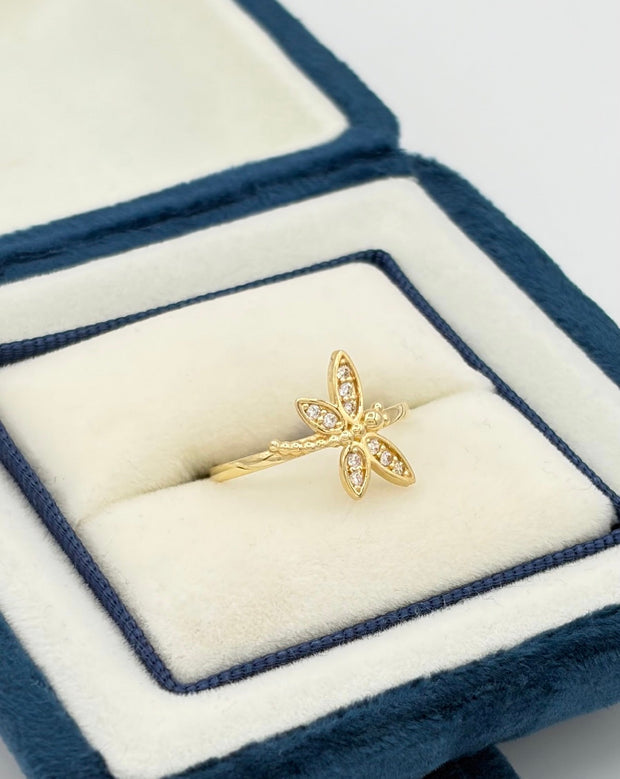 Anillo libelula circones  Oro amarillo 18k / Talla 8 / 1,79 Gr