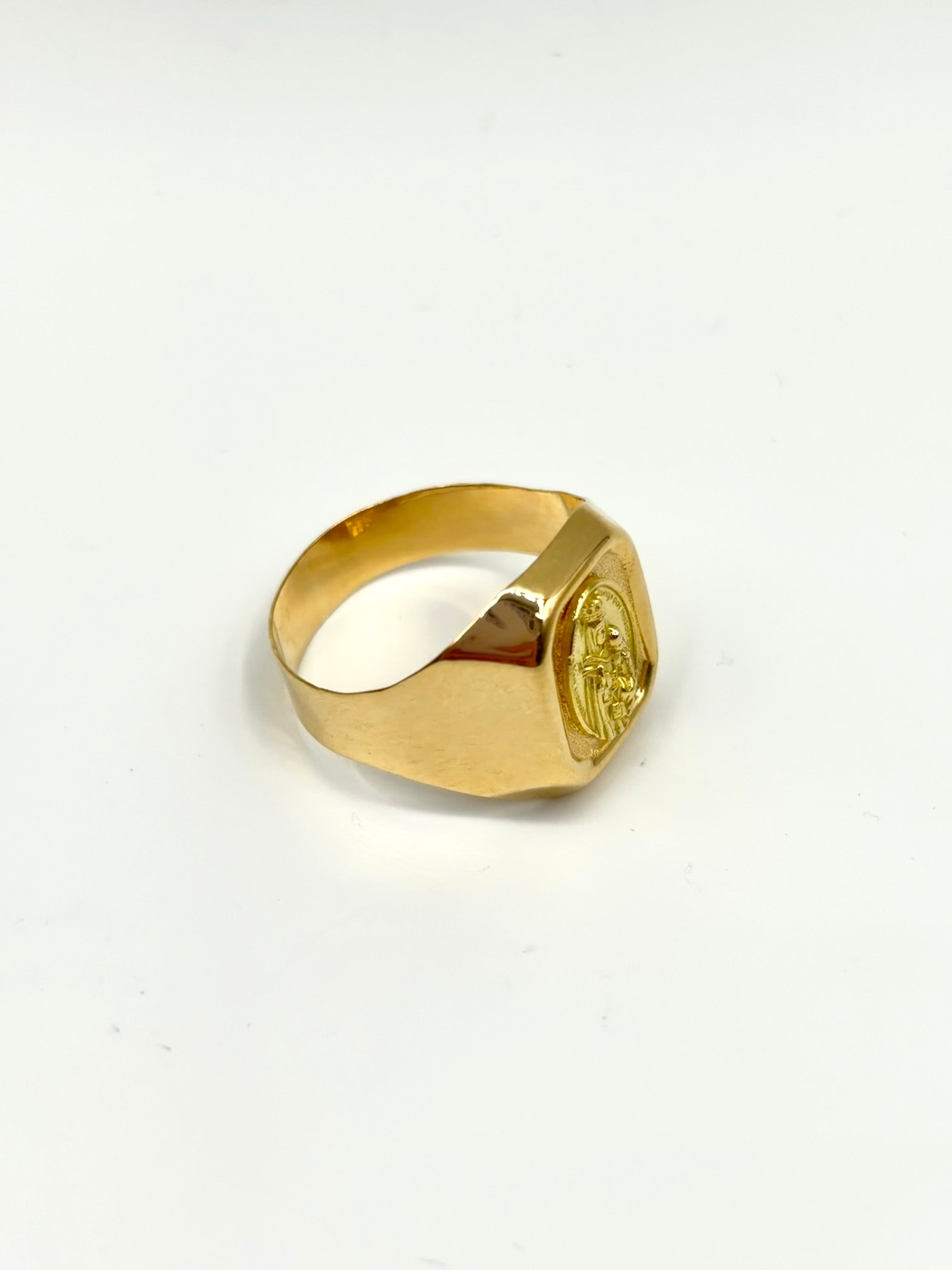 Anillo Troquelado virgen del carmen Oro amarillo 18k / Talla 9 / 3,59 Gr