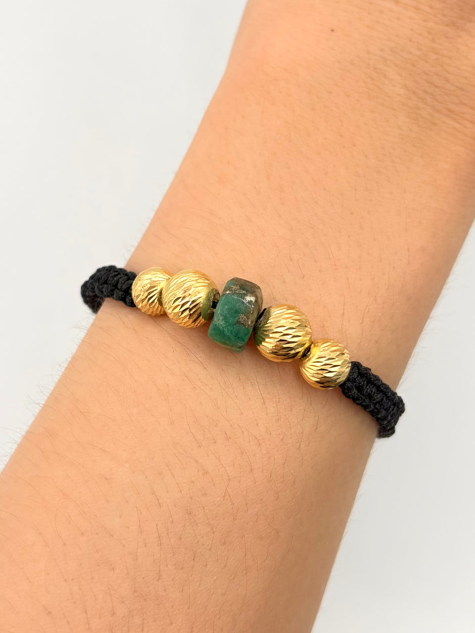 Pulsera tejida 2BD #8 2BD #7 murralla en medio hilo negro Oro amarillo 18k 1,14 Gr