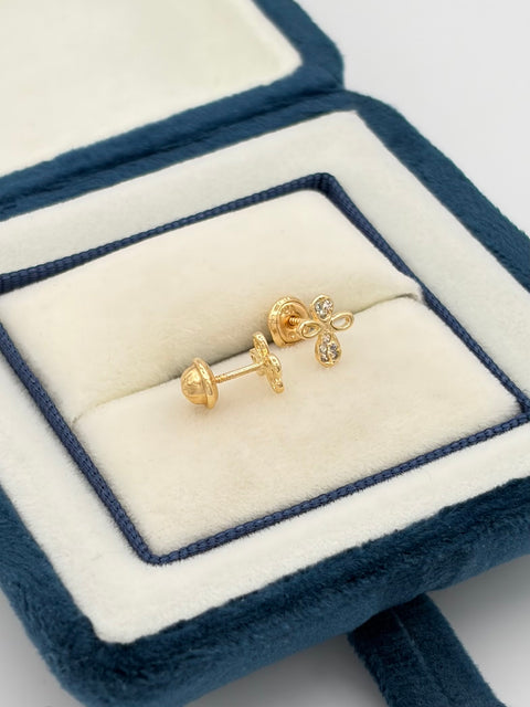 Topos angelitos circon blanco  Oro amarillo 18k 0,87 Gr / 6 mm