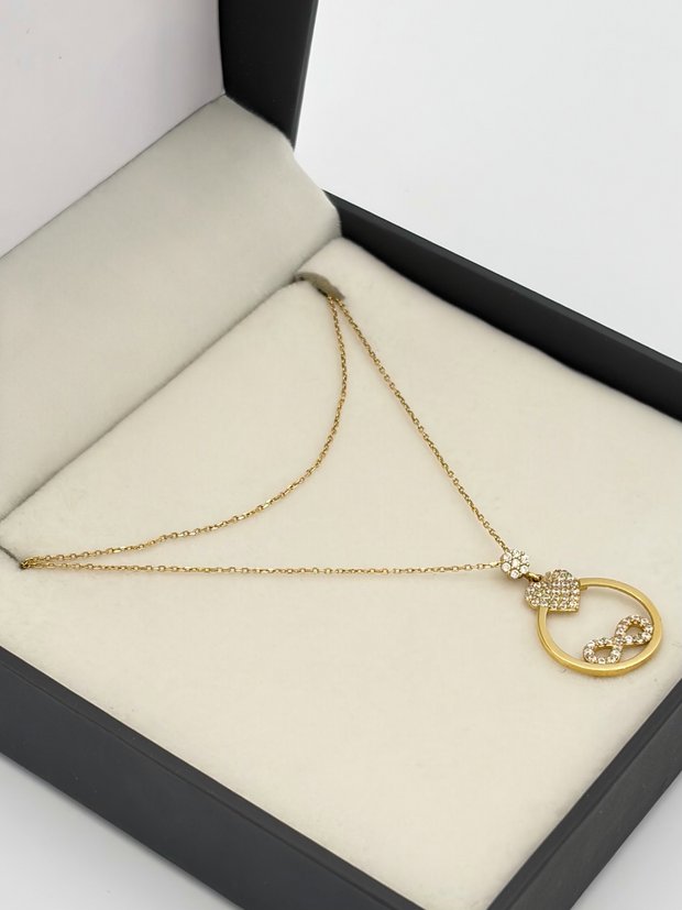 Cadena It aro seguido con dije corazon y infinito casting Oro amarillo 18k 2,96 Gr / 0,88 mm / 45 Cm