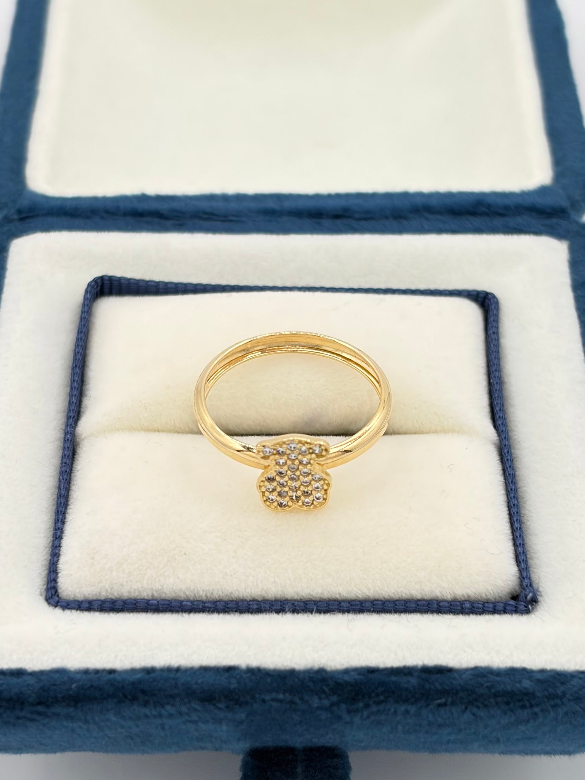 Anillo Oso circones blancos  Oro amarillo 18k / Talla 7 / 1,16 Gr