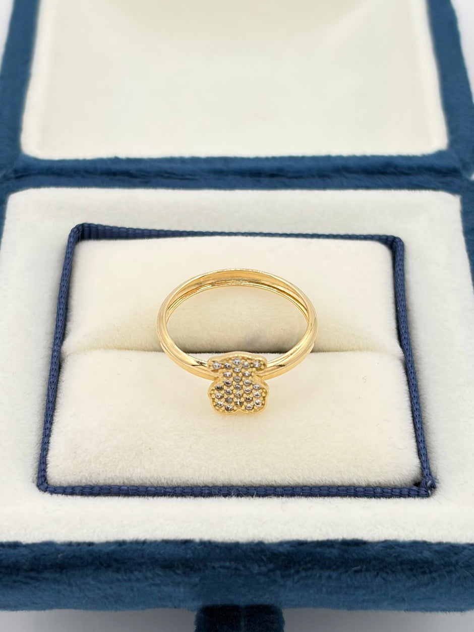 Anillo Oso circones blancos  Oro amarillo 18k / Talla 7 / 1,16 Gr