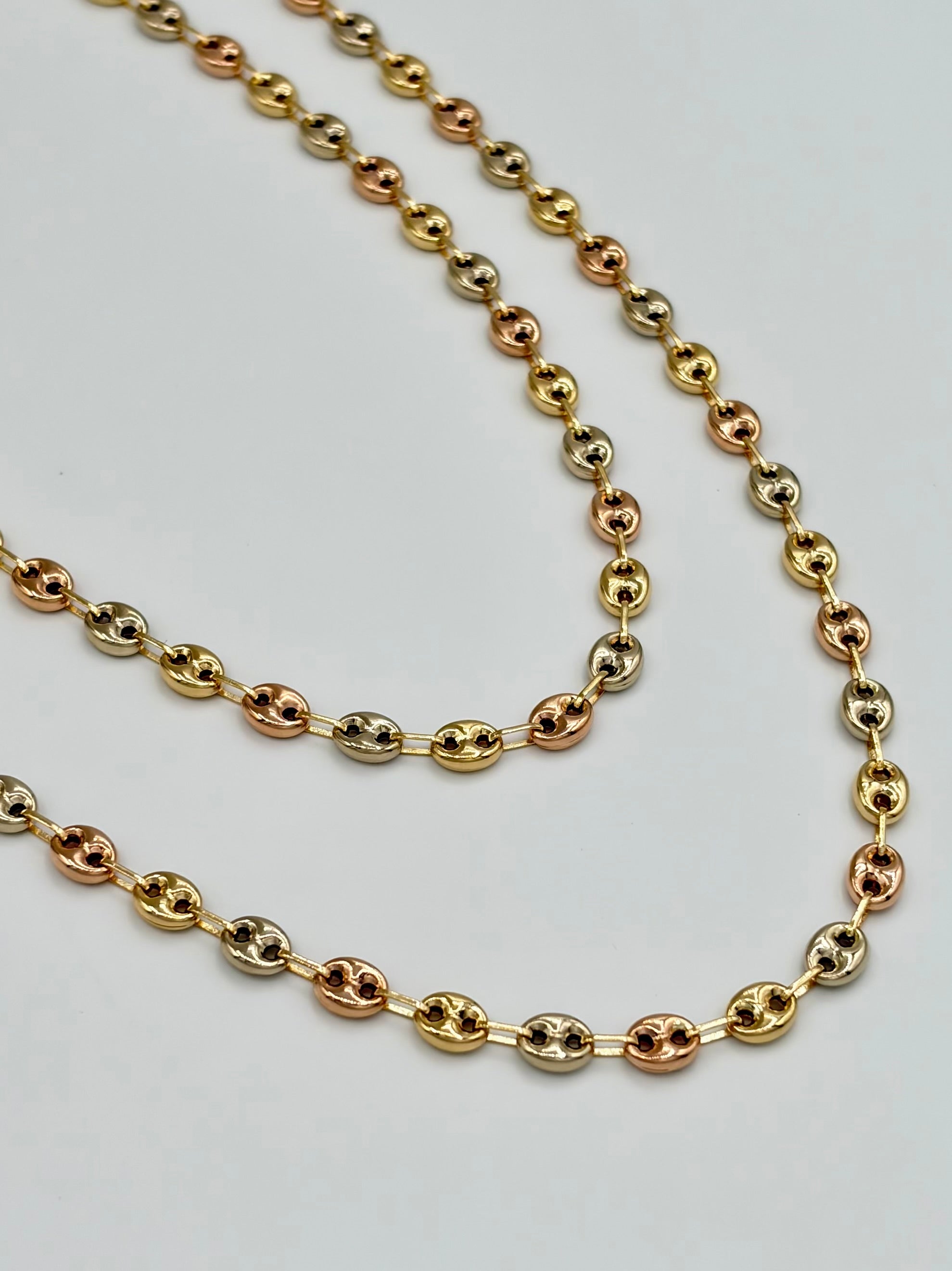 Cadena eslabon gc Tres oros 18k 9,44 Gr / 4 mm / 60 Cm Broche 0,15