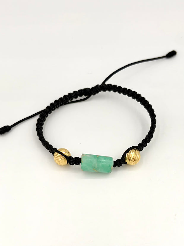 Pulsera tejida 2BD #8 murralla en medio hilo negro Oro amarillo 18k 0,68 Gr