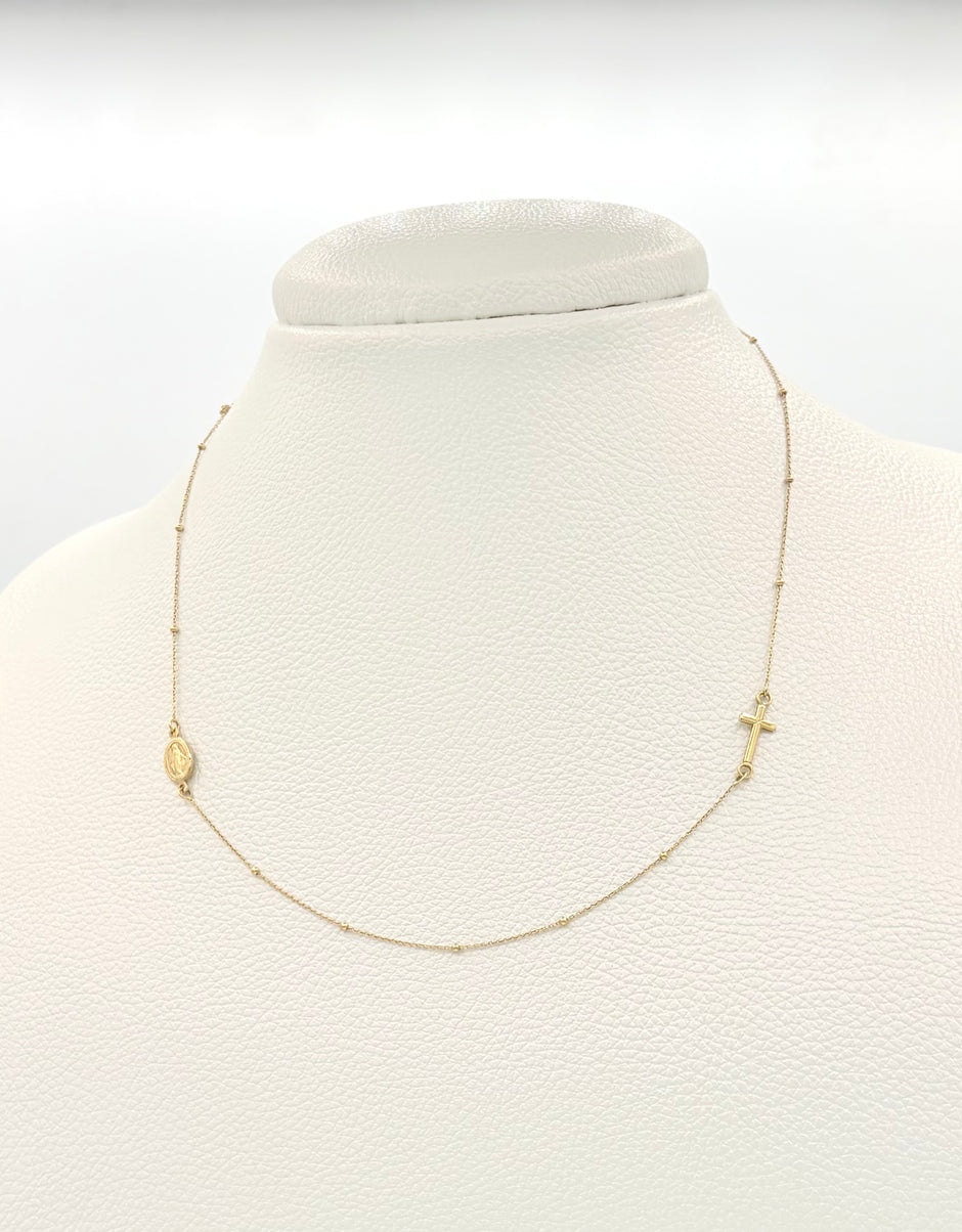 Cadena It tipo denario con balineria lisa Oro amarillo 18k 2,01 Gr / 1,0 mm / 40 Cm