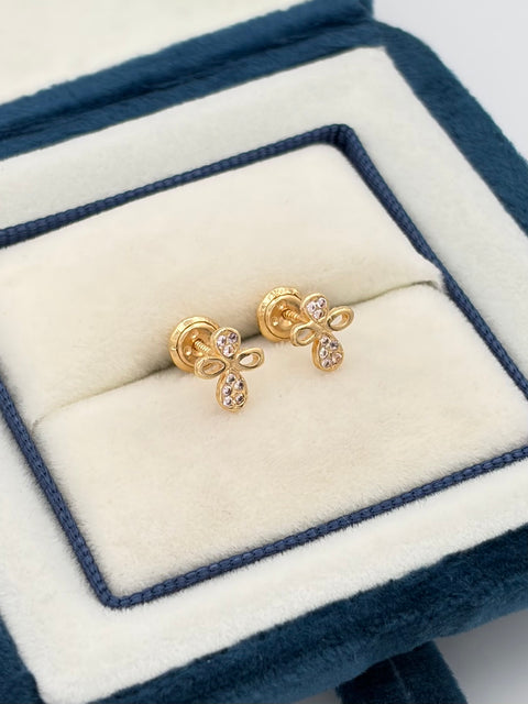 Topos angelitos circon rosado Oro amarillo 18k 0,93 Gr / 6 mm