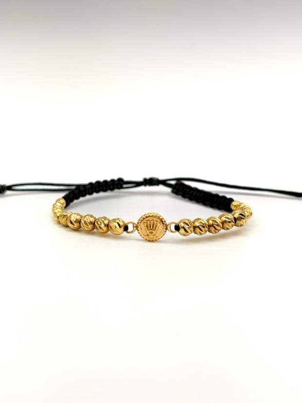 Pulsera tejida herraje rolex 10BD #4 10BD #3 hilo negro Oro amarillo 18k 2,60 Gr