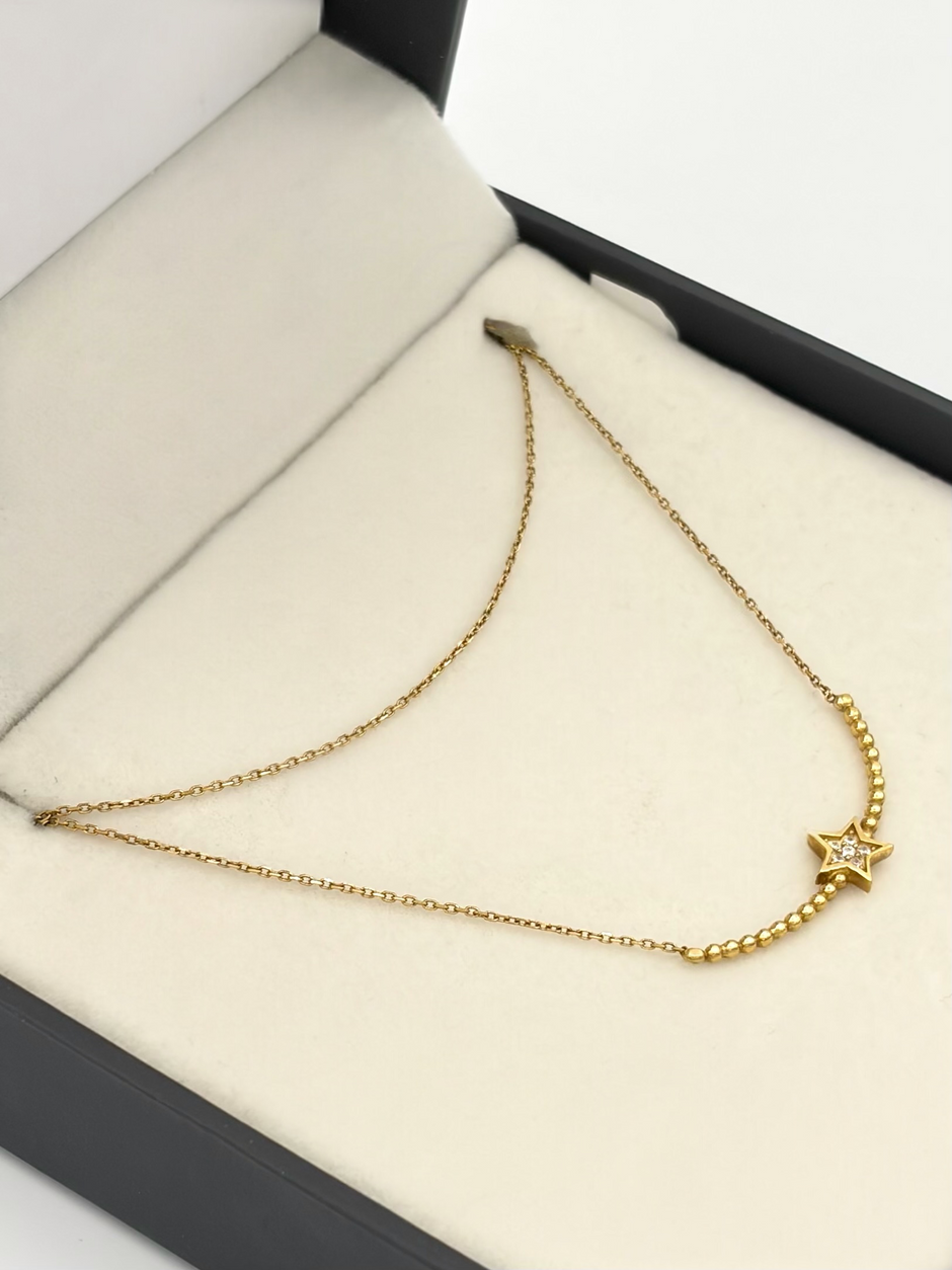 Cadena It aro seguido con herraje de balines y estrella Oro amarillo 18k 2,02 Gr / 0,55 mm / 45 Cm