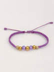 Pulsera tejida 2BL #5 1BL #6 hilo lila Oro amarillo 18k 0,43 Gr