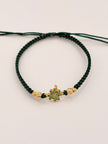 Pulsera tejida herraje trebol circones verdes BD3 2uni BD4 2uni hilo verde Oro amarillo 18k 0,90 Gr
