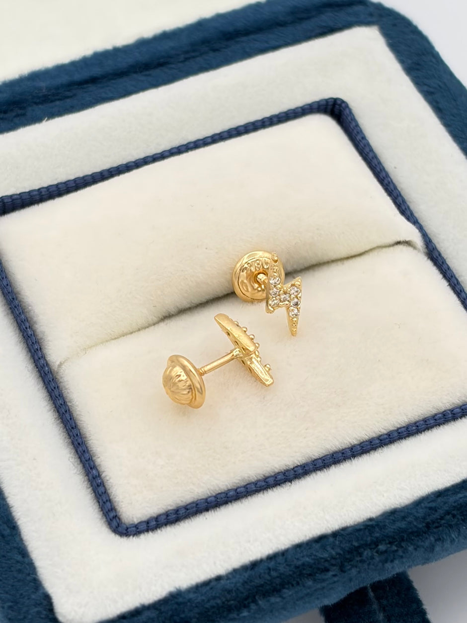 Topos Rayito circones blancos  Oro amarillo 18k 0,92 Gr / 4 mm