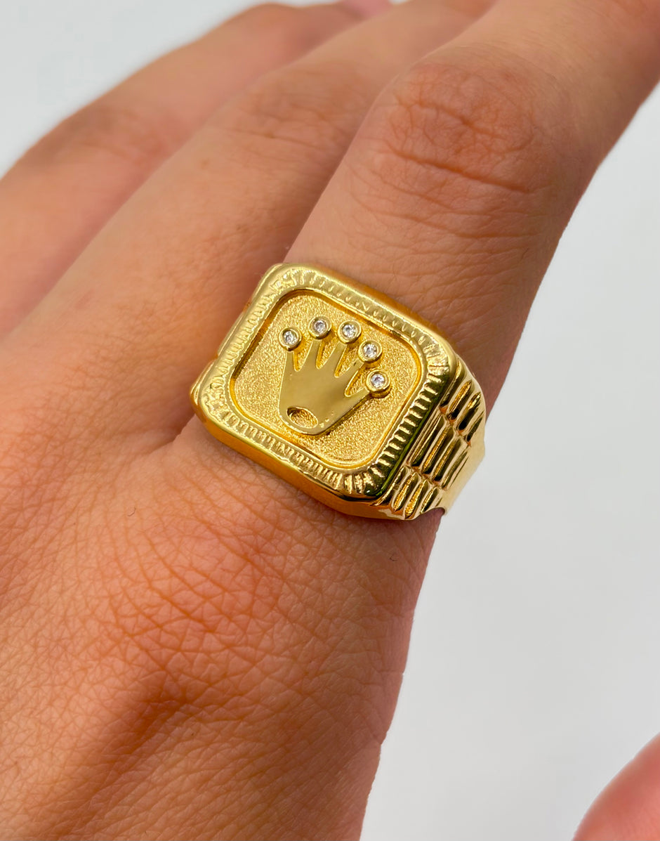 Anillo Troquelado Rolex Oro amarillo 18k / Talla 9/2 / 3,46 Gr