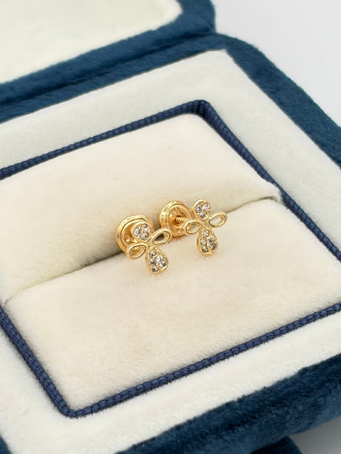 Topos angelitos circon blanco  Oro amarillo 18k 0,87 Gr / 6 mm