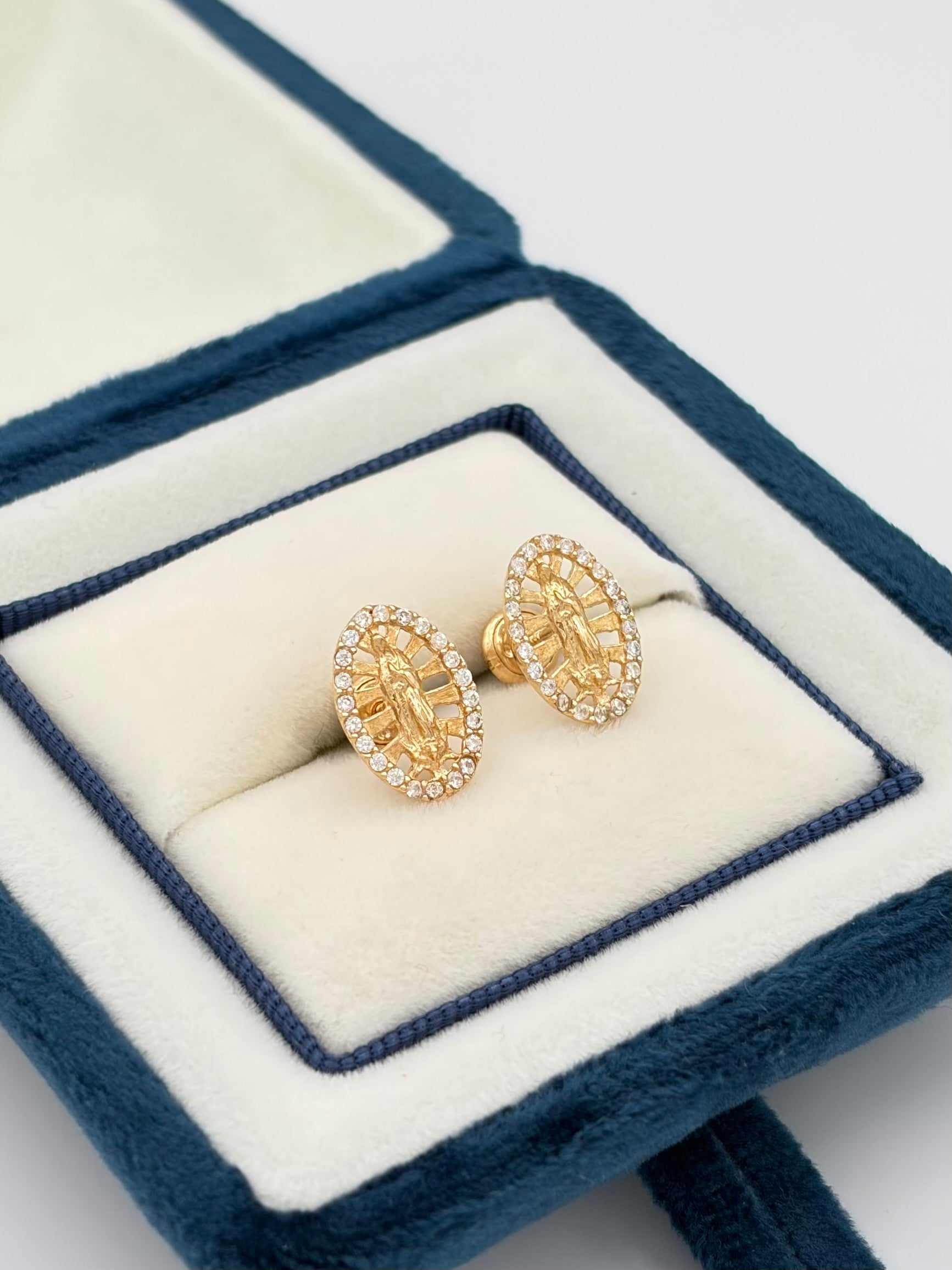 Topos Guadalupe circones blancos grande Oro amarillo 18k 1,76 Gr / 9 mm
