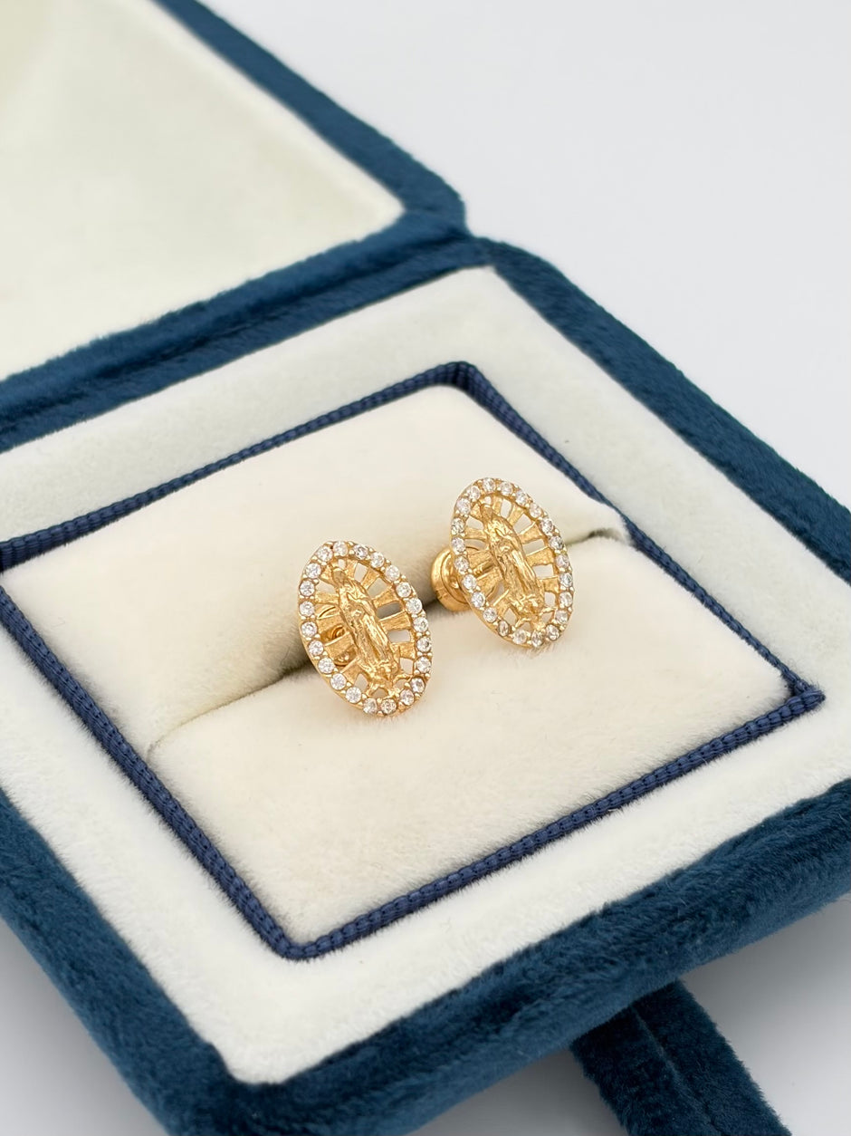 Topos Guadalupe circones blancos grande Oro amarillo 18k 1,76 Gr / 9 mm