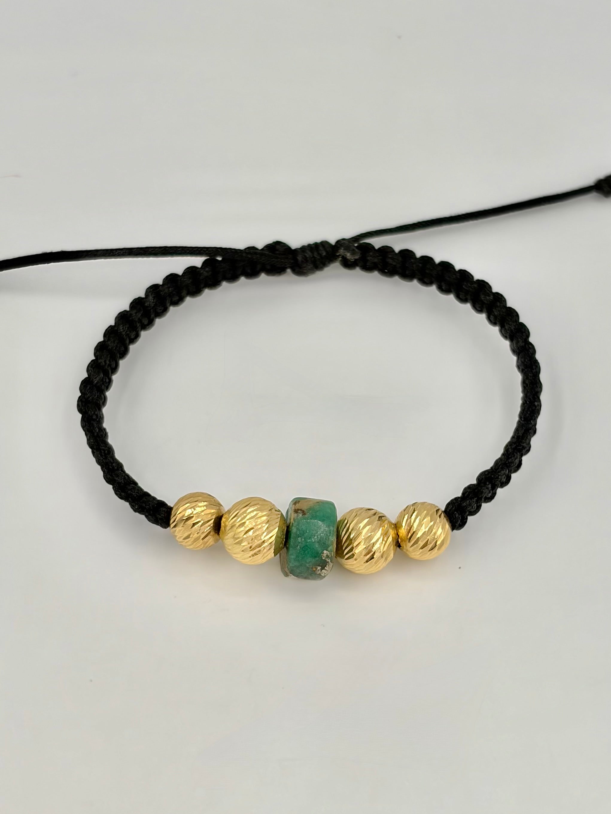 Pulsera tejida 2BD #8 2BD #7 murralla en medio hilo negro Oro amarillo 18k 1,14 Gr