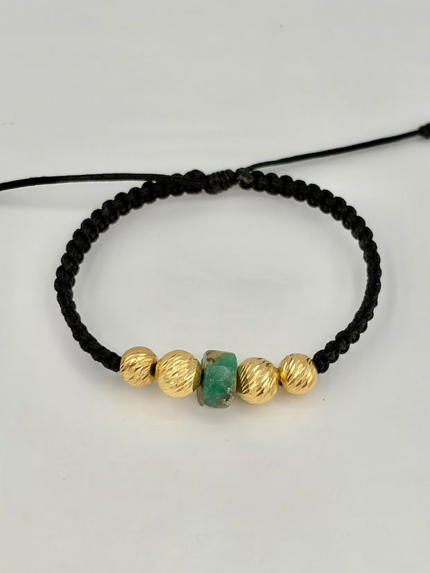 Pulsera tejida 2BD #8 2BD #7 murralla en medio hilo negro Oro amarillo 18k 1,14 Gr