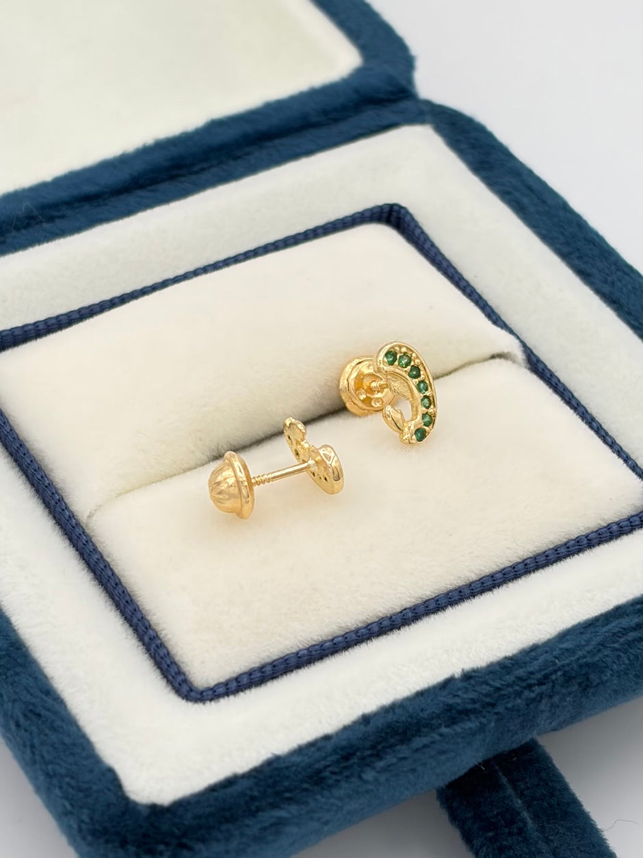 Topos maria auxiliadora circones verdes  Oro amarillo 18k 0,91 Gr / 5 mm