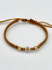 Pulsera tejida letra A 2BD #5 hilo beige Oro amarillo 18k 0,15 Gr