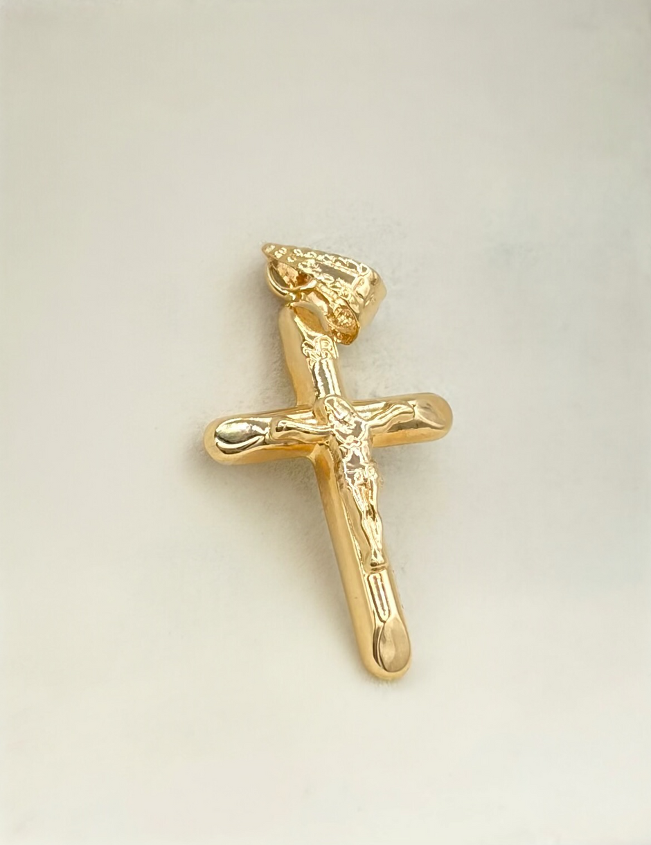 Dije Cruz cristo Oro amarillo 18k 0,62 Gr / 1,2 Cm