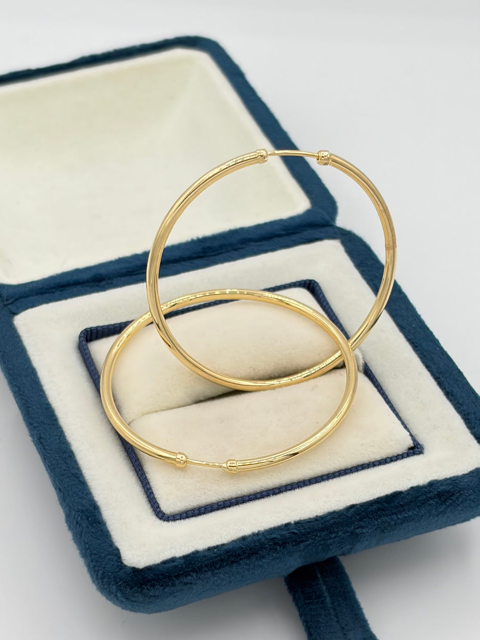 Candonga Broche escondido redonda lisa Oro amarillo 18k 3,67 Gr / 4,3 Cm