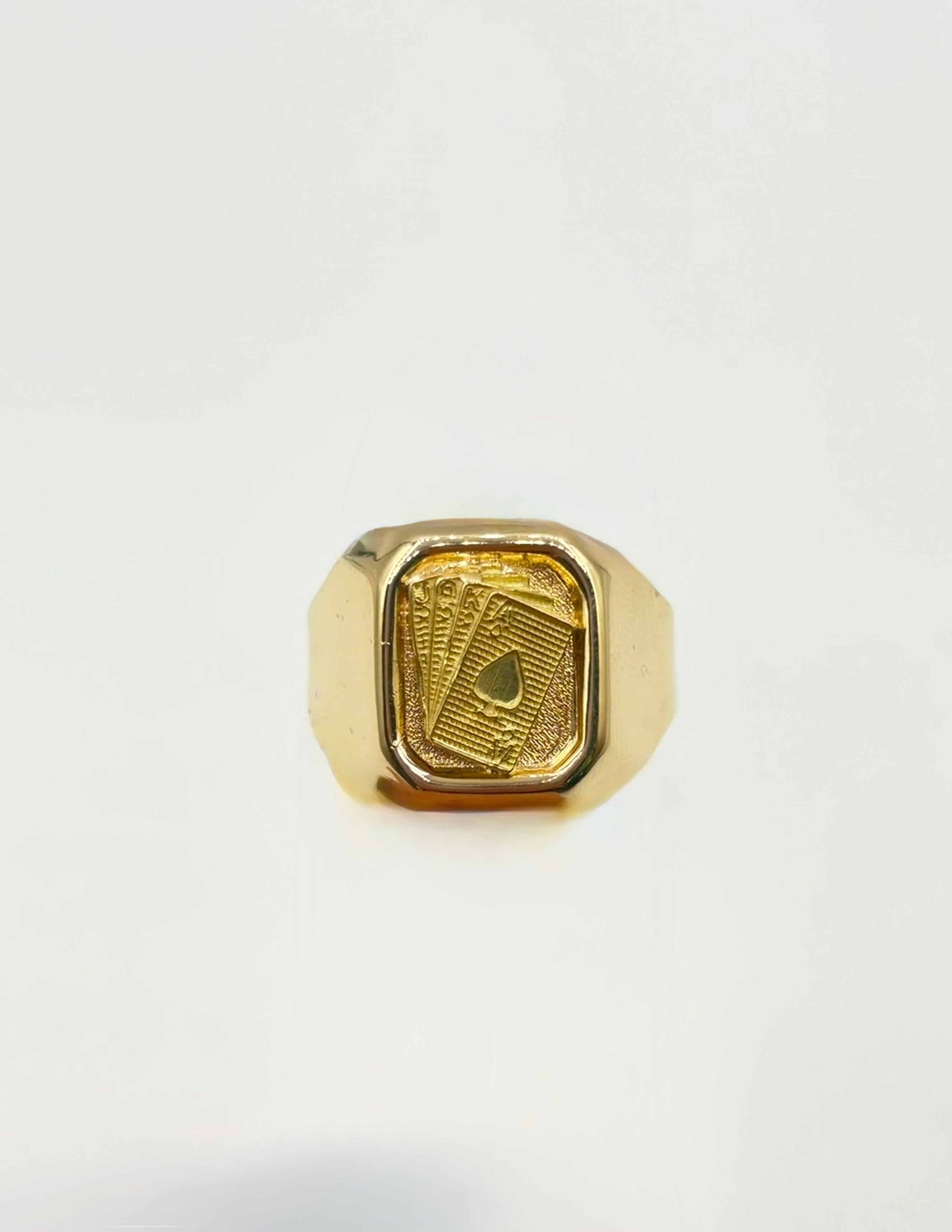 Anillo Troquelado maso de cartas  Oro amarillo 18k / Talla 9/2 / 3,97 Gr