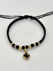 Pulsera tejida dije trebol negro 4BD #3 2BD #4 hilo negro Oro amarillo 18k 1,10 Gr