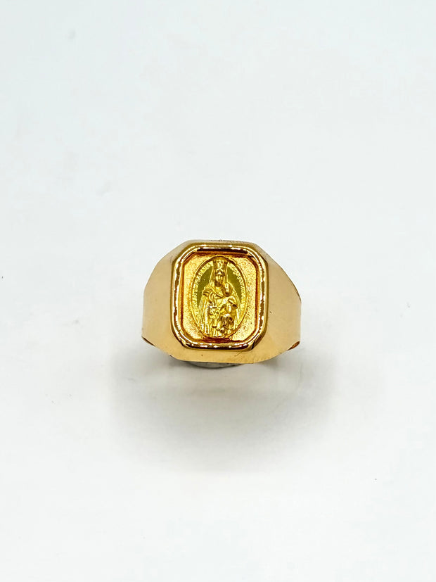 Anillo Troquelado virgen del carmen Oro amarillo 18k / Talla 9 / 3,59 Gr
