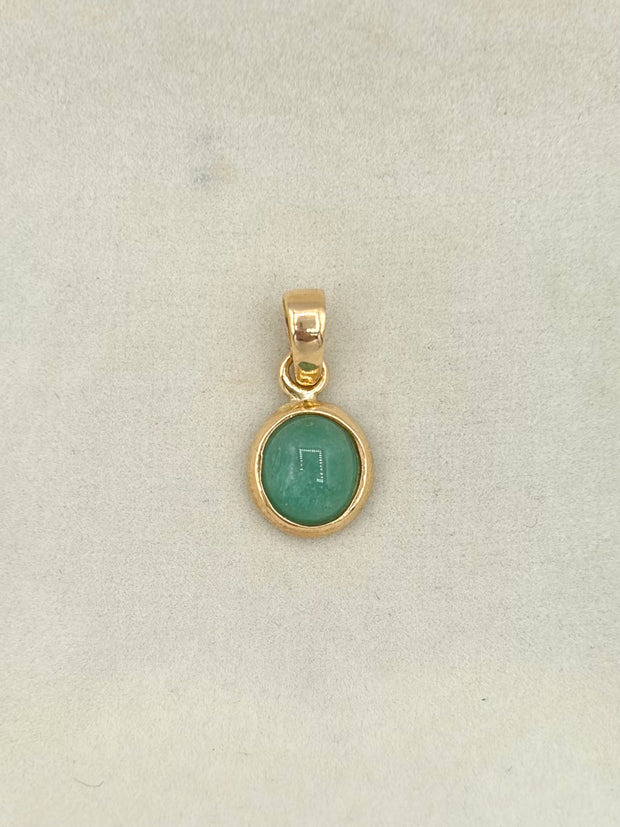 Dije Cabujon de esmeralda Oro amarillo 18k 0,75 Gr / 8 mm