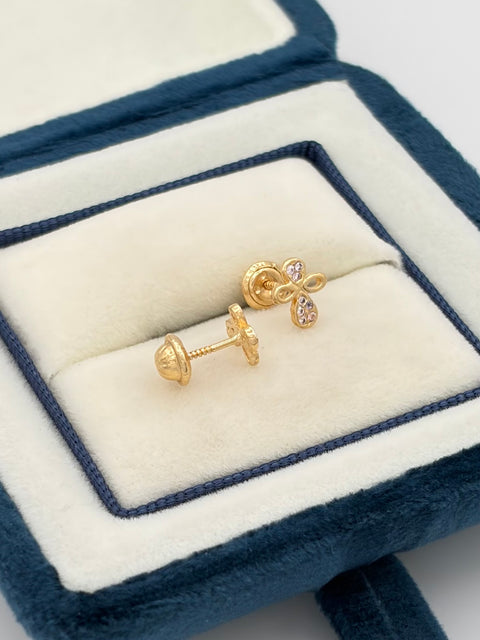Topos angelitos circon rosado Oro amarillo 18k 0,93 Gr / 6 mm