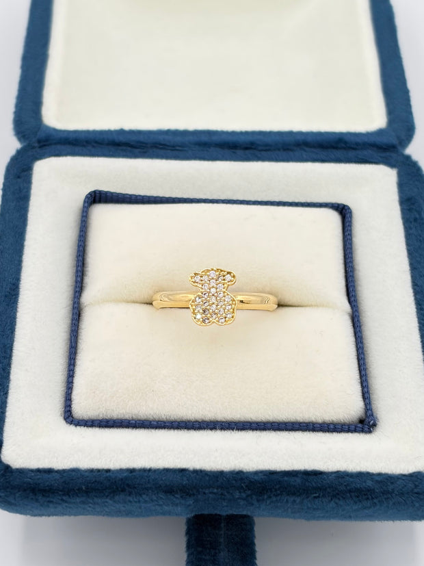 Anillo Oso circones blancos  Oro amarillo 18k / Talla 7 / 1,16 Gr