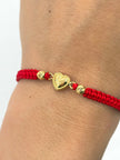 Pulsera tejida herraje corazon 2BD #4 hilo rojo Oro amarillo 18k 0,42 Gr