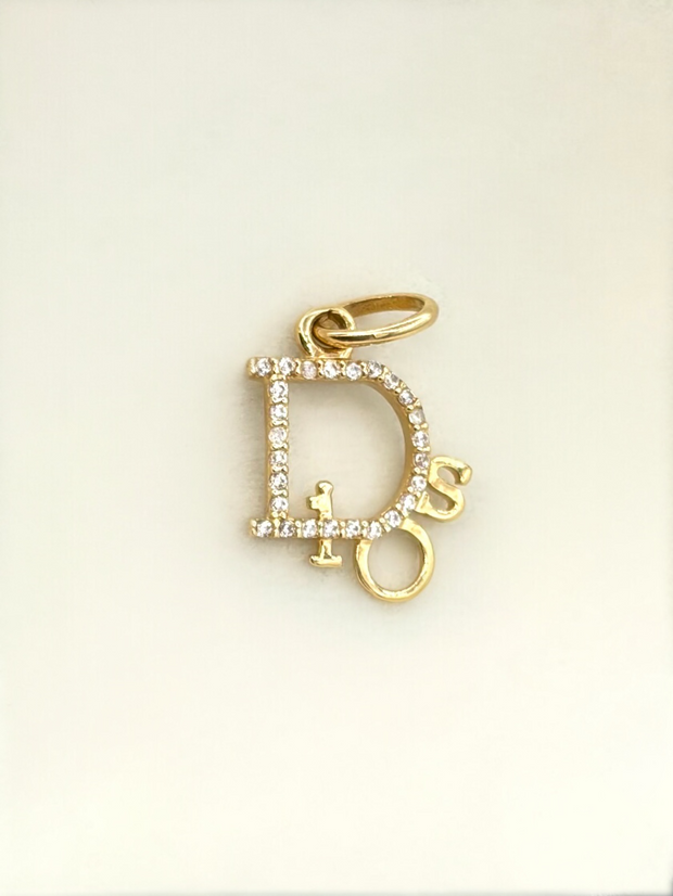 Dije Dios circones blancos Oro amarillo 18k 1,04 Gr / 1 Cm