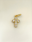 Dije cruz circones blancos Oro amarillo 18k 1,07 Gr / 2,0 Cm