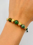 Pulsera tejida 2BD #8 2CD #5 murrallas hilo verde Oro amarillo 18k 1,18 Gr