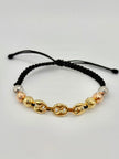 Pulsera tejida 3 eslabones grandes 6BD #8  Tres oros 18k 4 Gr