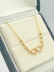 Pulso corazones circones rosados balin #3 Oro amarillo 18k 1,85 Gr / 1 mm / 19,1 Cm Broche 0,15