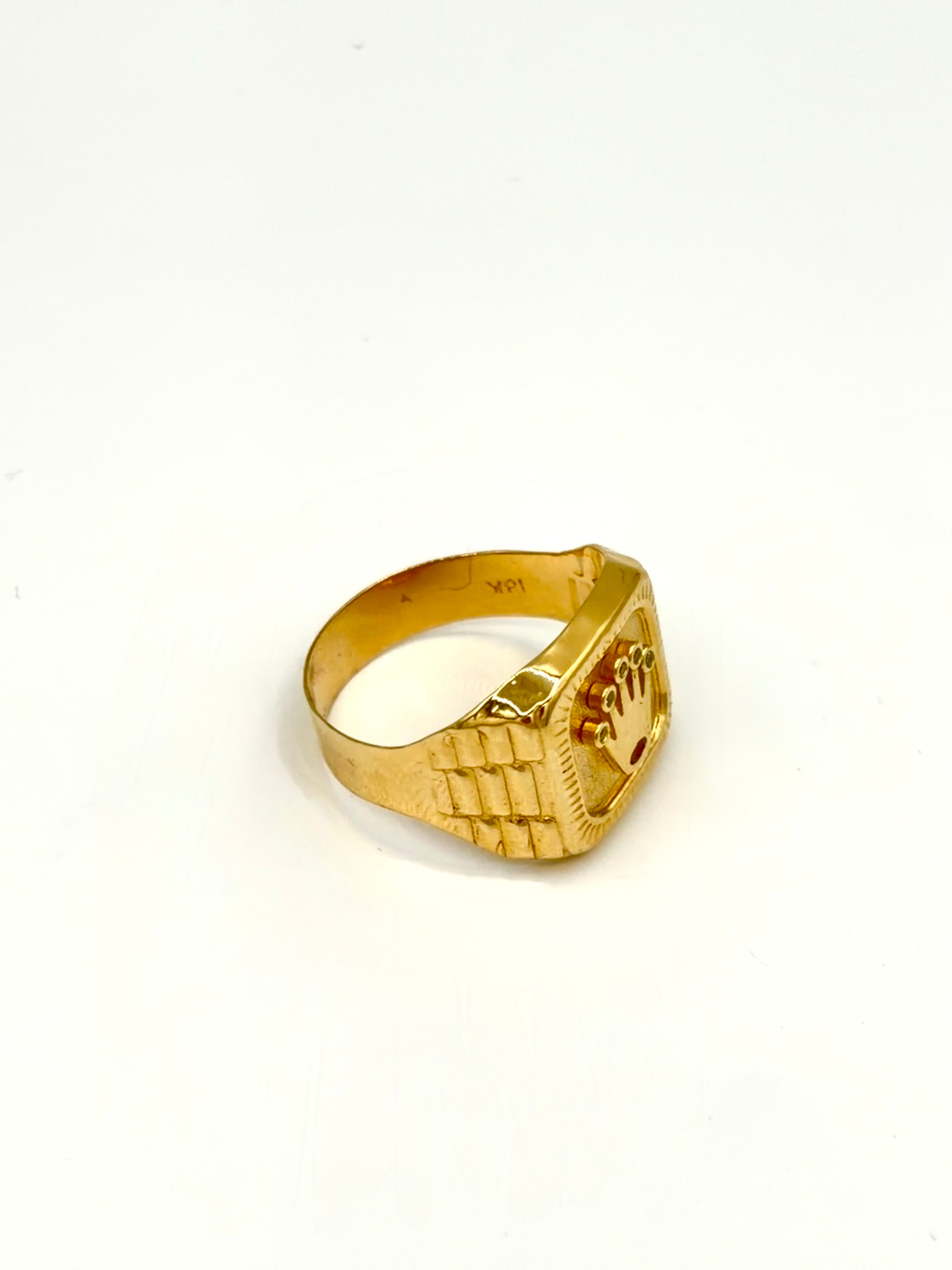 Anillo Troquelado Rolex Oro amarillo 18k / Talla 9/2 / 3,46 Gr