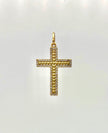 Dije cruz balines con circones blancos Oro amarillo 18k 1,73 Gr / 3,0 Cm