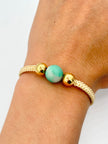 Pulsera tejida 2BL #8 murralla hilo beige Oro amarillo 18k 0,61 Gr