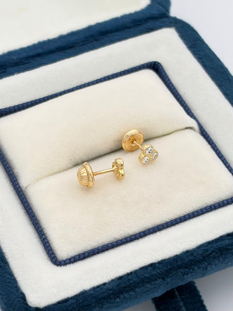 Topos 3 circones blancos Oro amarillo 18k 0,76 Gr / 4 mm
