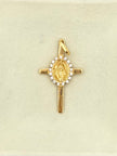 Dije cruz virgen con circones blancos Oro amarillo 18k 2,13 Gr / 3,6 Cm