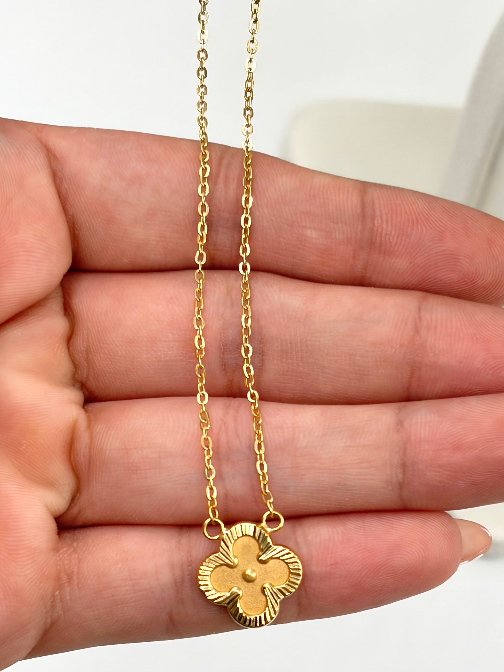 Cadena trebol diamantado aro seguido Oro amarillo 18k 3,60 Gr / 1,0 mm / 50 Cm Broche 0,25