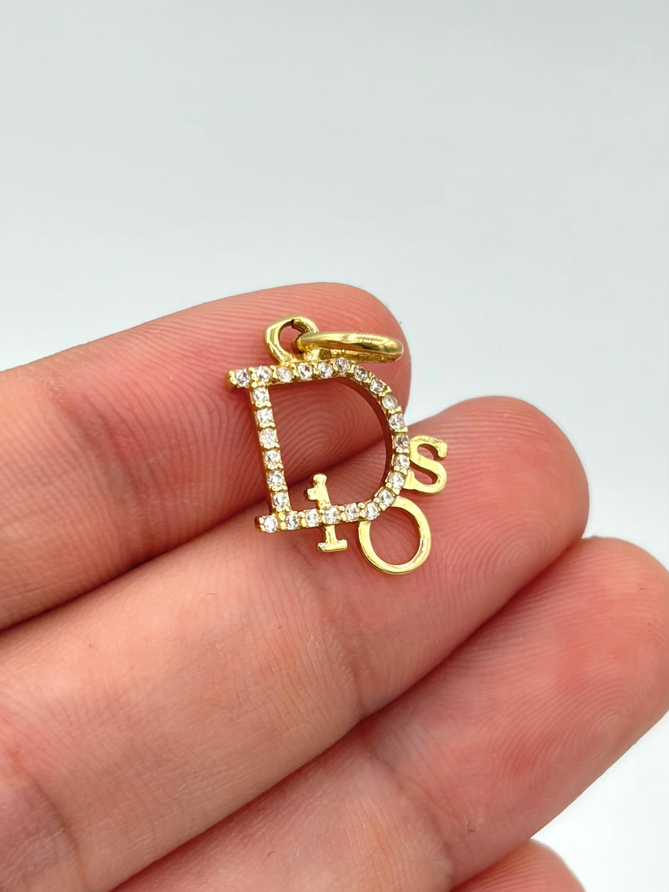 Dije Dios circones blancos Oro amarillo 18k 1,04 Gr / 1 Cm