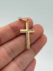 Dije cruz circones blancos Oro rosa 18k 2,22 Gr / 3,0 Cm