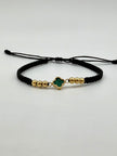 Pulsera tejida herraje trebol mini verde 6BL #4 hilo negro Oro amarillo 18k 0,86 Gr