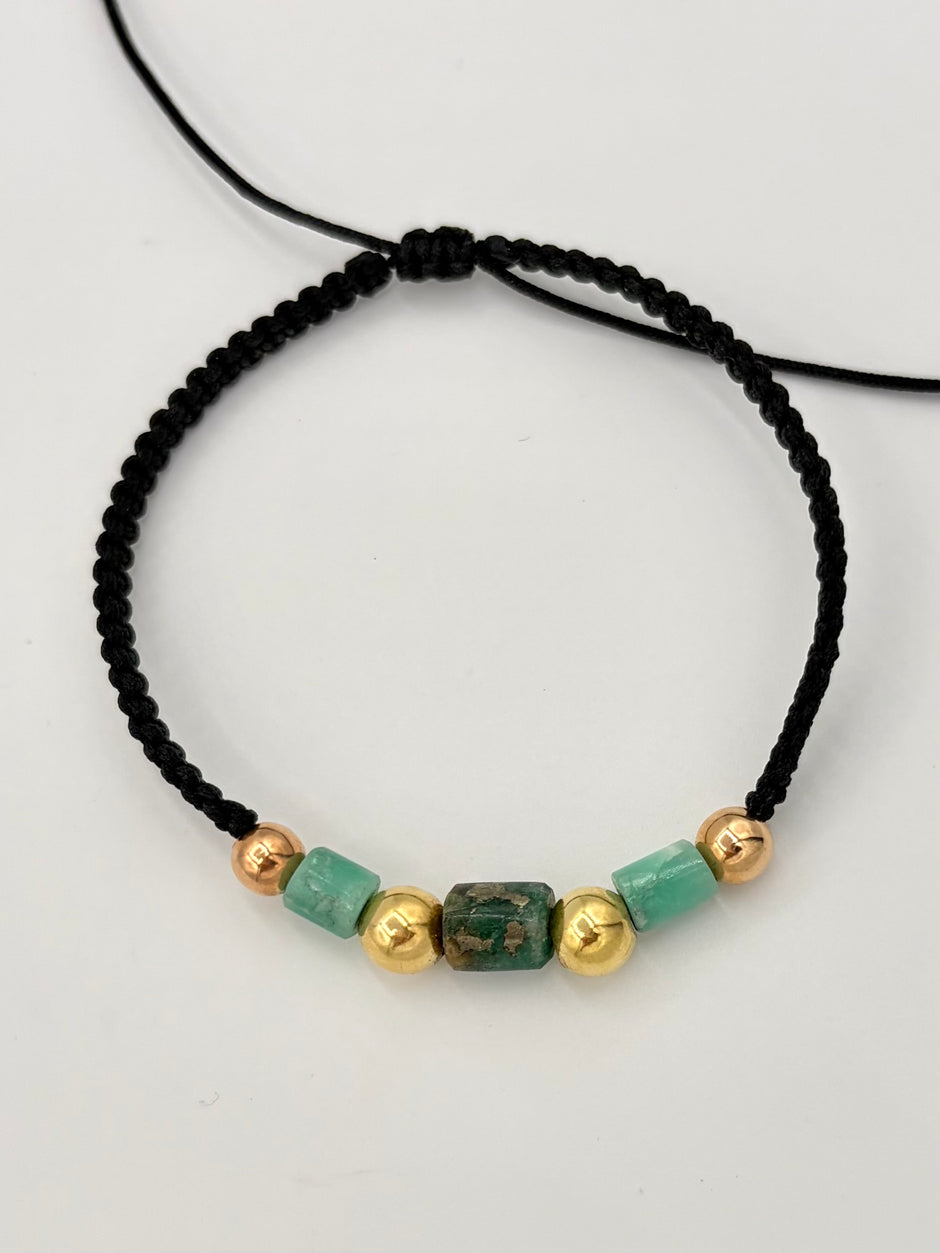 Pulsera tejida 2BL #6 2BLR #5 murrallas hilo negro Oro amarillo 18k 0,65 Gr