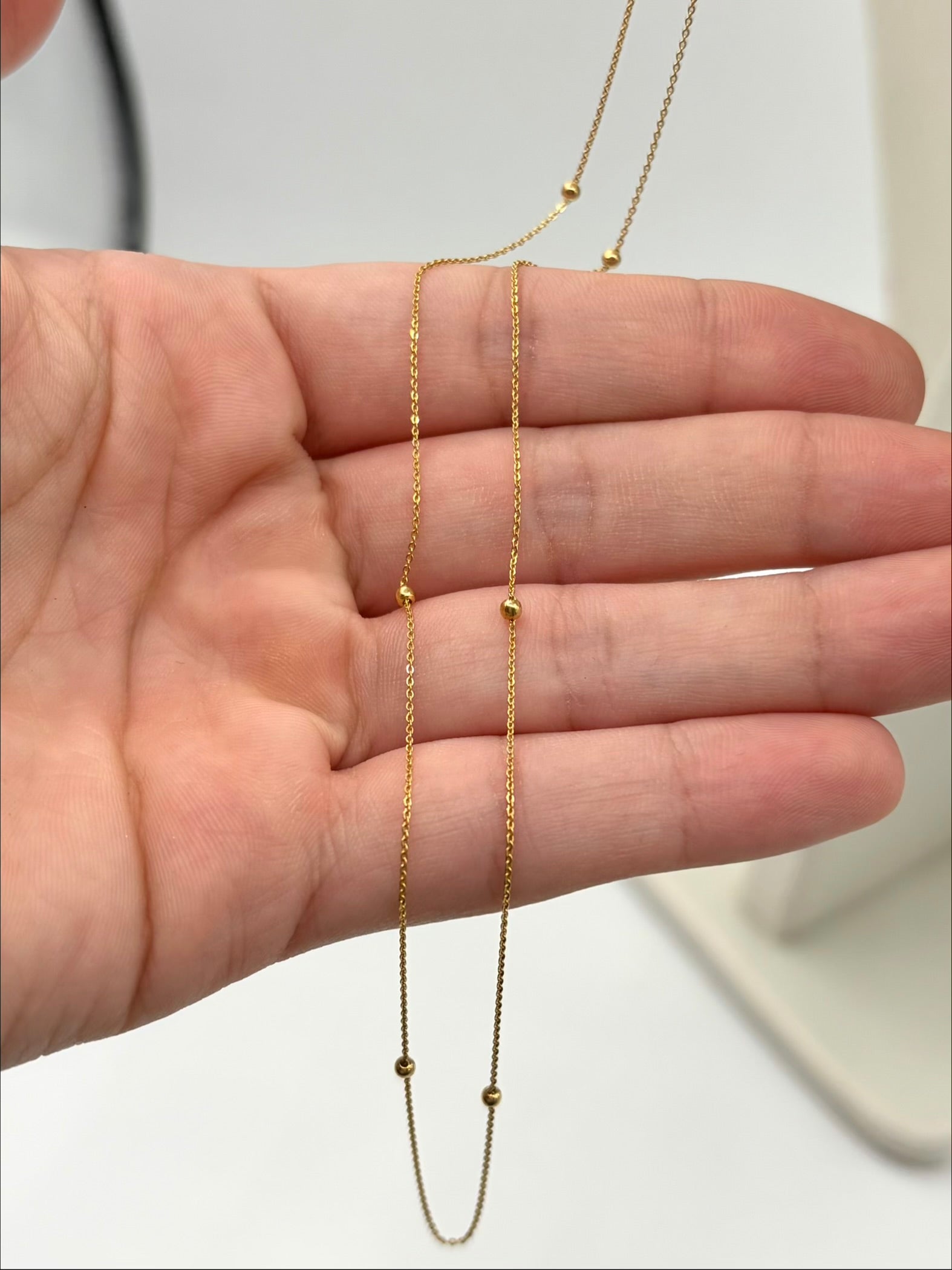 Cadena It aro seguido con balines lisos Oro amarillo 18k +1 / 1,30 Gr / 1,6 mm / 50 Cm