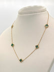 Cadena aro seguido con trebol verde Oro amarillo 18k 6,60 Gr / 1,2 mm / 45 Cm Broche 0,15